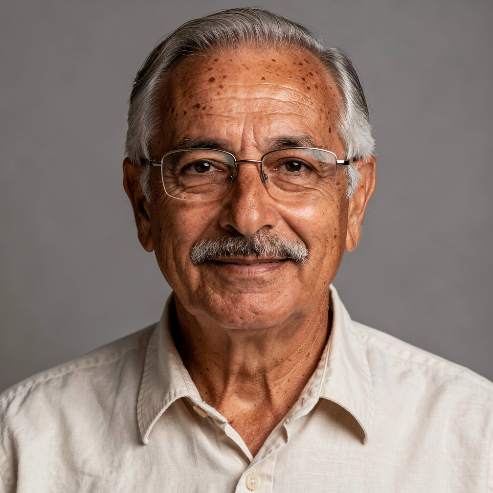 Portrait of an elderly Chilean man with glasses