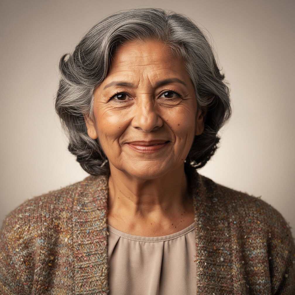 Portrait of an elderly Chilean woman smiling warmly